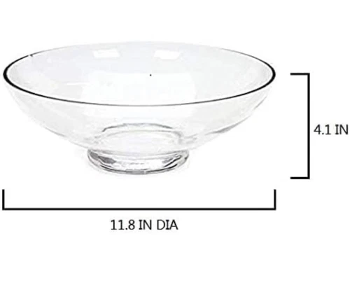 Hosley Clear Glass Bowl 11.8 Inch Diameter - Ideal Gift for Wedding - Picture 2 of 8