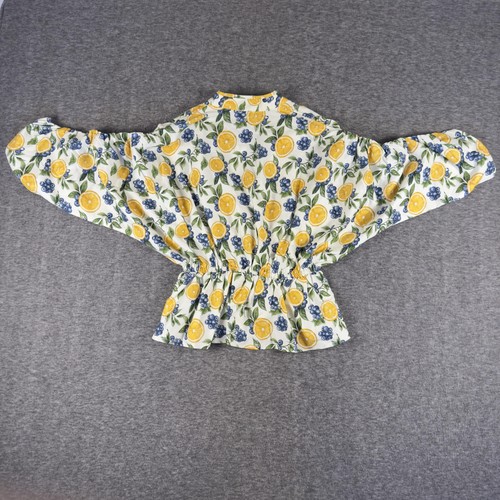 Maeve Anthropologie Shirt Womens XS White Citrus Fruit Print Peplum Blouse Top - Picture 7 of 11