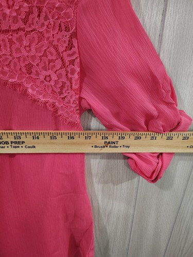 Vanity Damenoberteil V-Ausschnitt transparent Rollriegelärmel Größe S Blumen Spitze sexy feminin - Bild 7 von 7