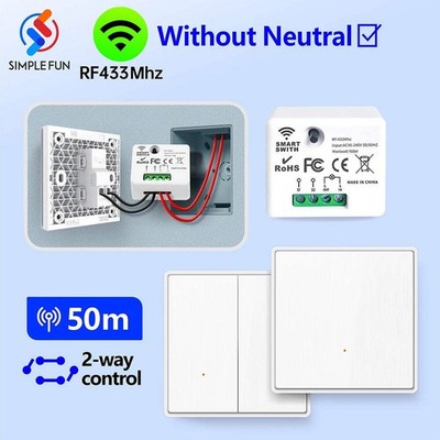 Funk Smart Lichtschalter ohne Neutral HF 433Mhz Mini Empfänger Moudle 220V
