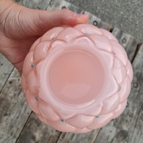 Vintage Konsolidiert Satiniert Glas Viktorianisch Rosa Gesteppt Glas Deckel Keks Waschtisch - Bild 3 von 6