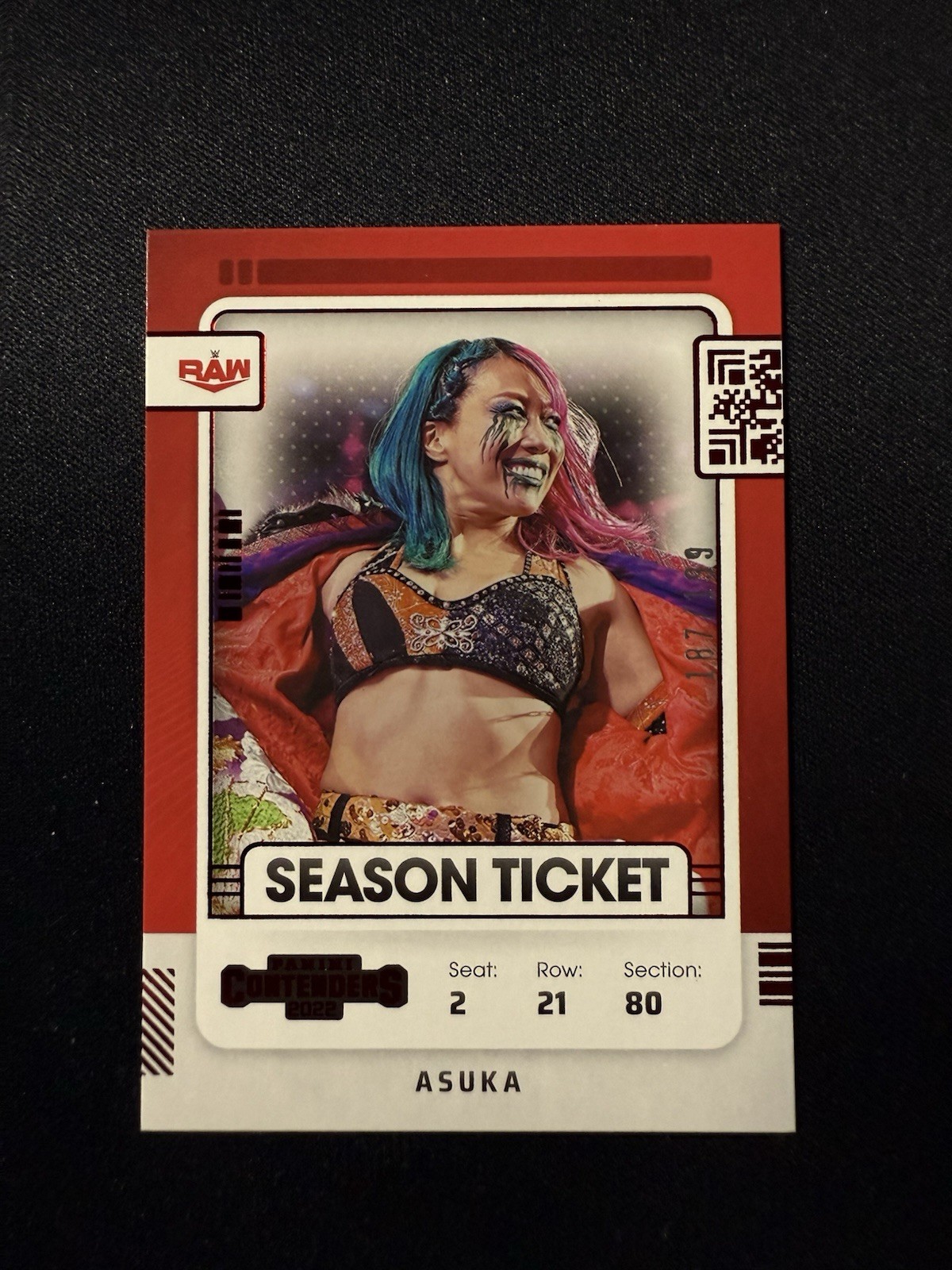 2022 Panini Chronicles WWE Contenders Season Ticket Asuka #101 Red /199