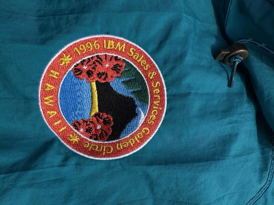 Vintage 1996 Hawaii IBM Sales Service Golden Circle TEAM COMPUTER Jacket Teal Lg - Image 2 of 4