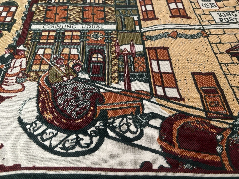 Sofá Dickens Village tiro/manta escena navideña - 100 % algodón 68" x 70" Foto 4 de 4