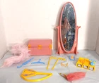 Vintage 1988 Barbie Movie Time Prop Shop Full Length Mirror  Trunk  Accessories