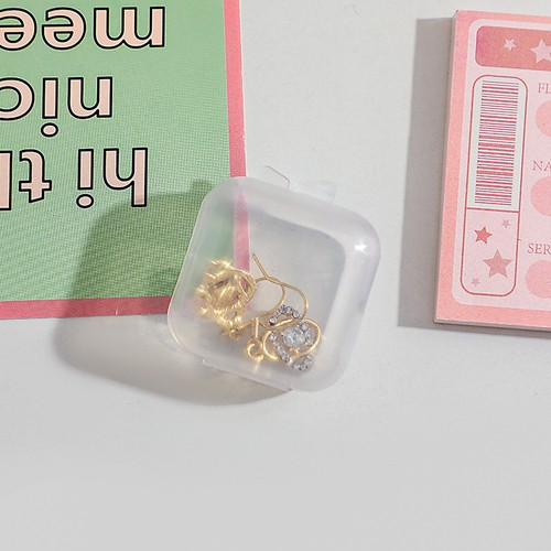 10pcs Small Boxes Square Transparent Earrings Plastic Box Jewelry Storage C`` - Picture 6 of 9