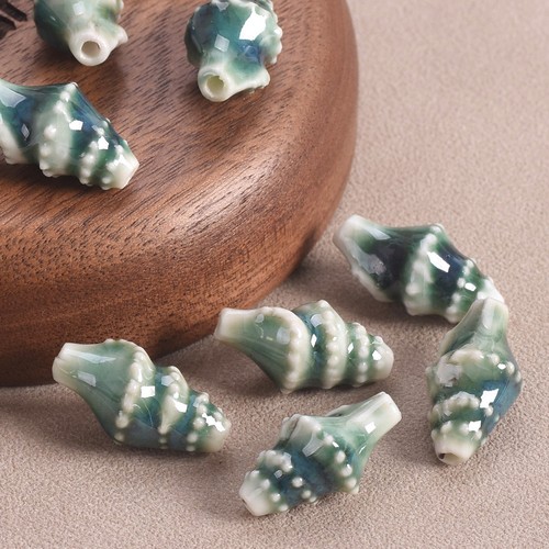10pcs Ocean Conch Shape 20x11mm Colorful Glazed Ceramic Porcelain Loose Beads - Picture 24 of 24