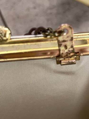 Vintage MCM Purse Clutch Hidden Chain Handle Evening Handbag Off White - Picture 6 of 14