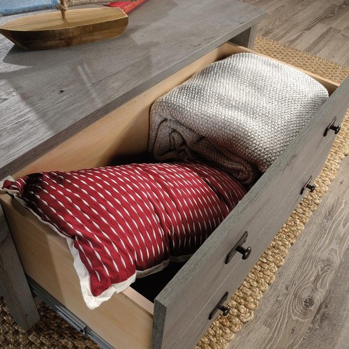 Cottage Road 32 in. Mystic Oak Square Composite Wood Top Coffee Table with - Picture 10 of 12