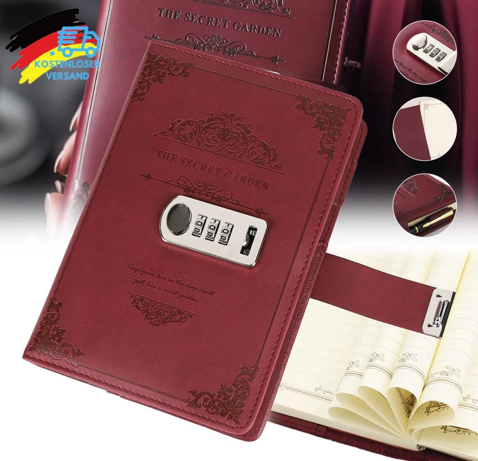 A5 Tagebuch mit Schloss Journal Schloss Niedliches Tagebuch Leder Notizbuch DHL - Bild 2 von 4