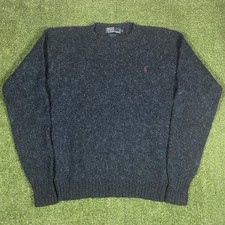Polo Ralph Lauren VTG 80s/90s Wool Sweater Pullover Jumper Preppy Pony Blue 42