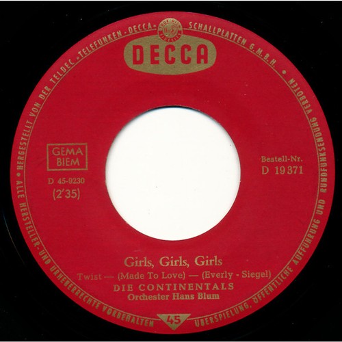 Die Continentals - Hey, Susi / Girls, Girls, G (Vinyl 7" - 1962 - DE - Original)