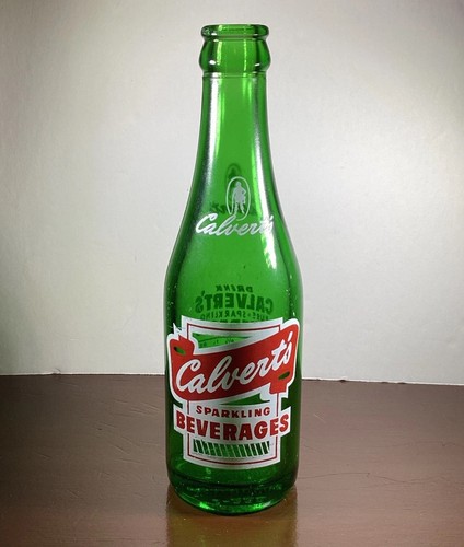Vtg Rare Coca-Cola Bottle Calvert’s Sparkling Beverages Charleroi Green 6.5oz - Picture 5 of 24