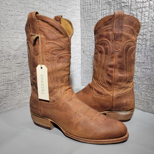 Tecovas The Cartwright Herren Größe 12D US Braun Leder Zum Überziehen Westernstiefel.