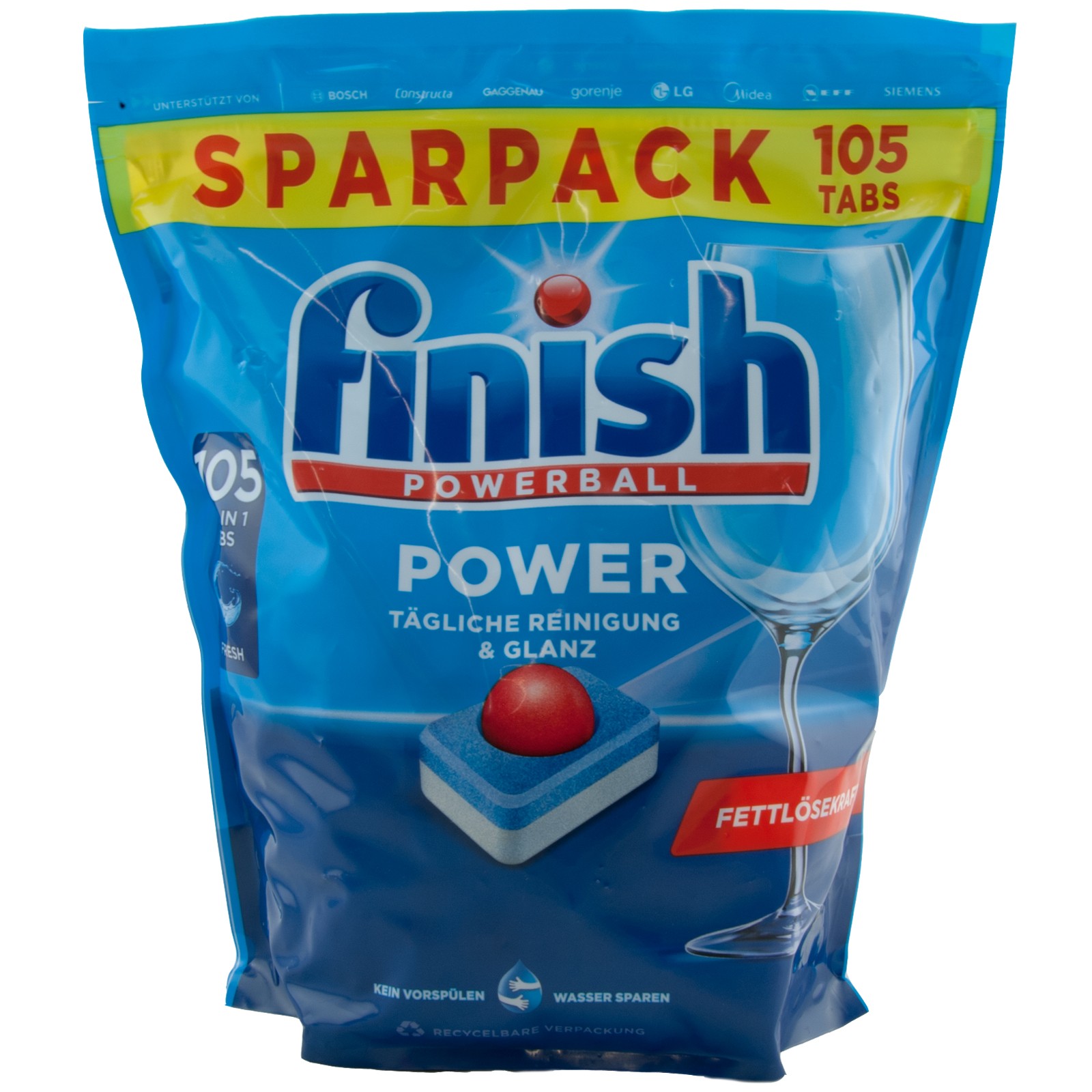 Finish Powerball Power All In1 1 X 105 Tabletas Para Lavavajillas