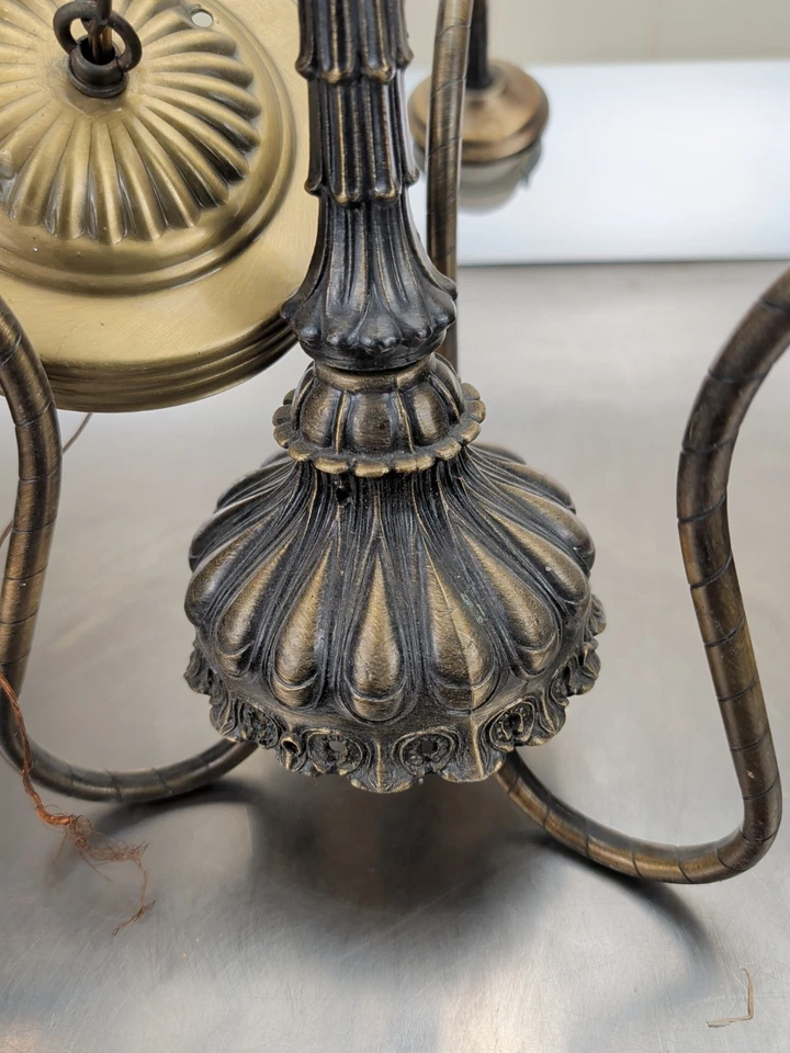 Candelabro de teto vintage antigo estilo art nouveau latão 3 braços - Imagem 3 de 4