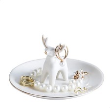 Kimdio Ring Holder Ceramic Christmas Deer Jewelry Tray jewelry holder 
