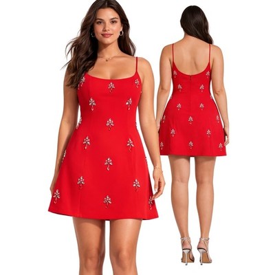 Gianni Bini NWT Jewel Mika Crepe Sleeveless Jewel A-Line Mini Cocktail Dress 10