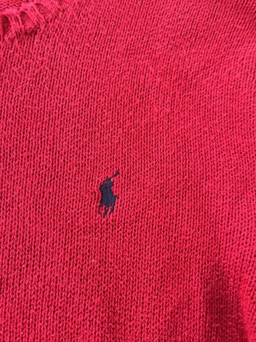 Vintage Polo Ralph Lauren 100% Pima Baumwolle italienisches Garn rot Pullover Sweater Herren L - Bild 2 von 5