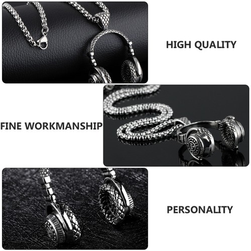 1Pc Western Style Headset Necklace Men Musical Pendant Creative Neck Decoration - Picture 2 of 12