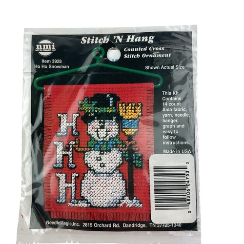 NeedleMagic Stitch 'N Hang Ho pupazzo di neve pupazzo di neve punto croce contato kit ornamento 3928 - Foto 2 di 6