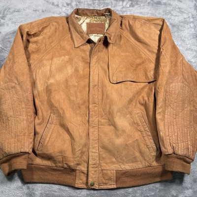 Vintage Marlboro Adventure Team Leather Jacket Mens XL Brown Warm Wear Winter