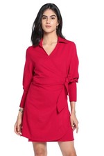 Dennis Lingo Women's Polyester Blend Wrap Knee-Length Dress