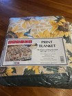 Vintage Basics Sunflower Print AOP Blanket Queen/King 102x90 USA Made NEW