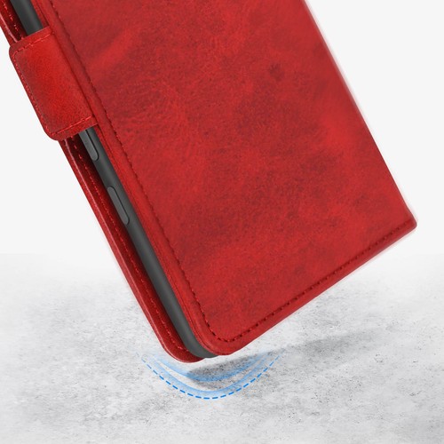 Étui Google Pixel 6 Portefeuille Support Vidéo Languette Magnétique Rouge - Photo 6 sur 6