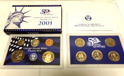 2001 S Clad Proof Set U.S. Mint Original Government Packaging OGP COA - Picture 2 of 4