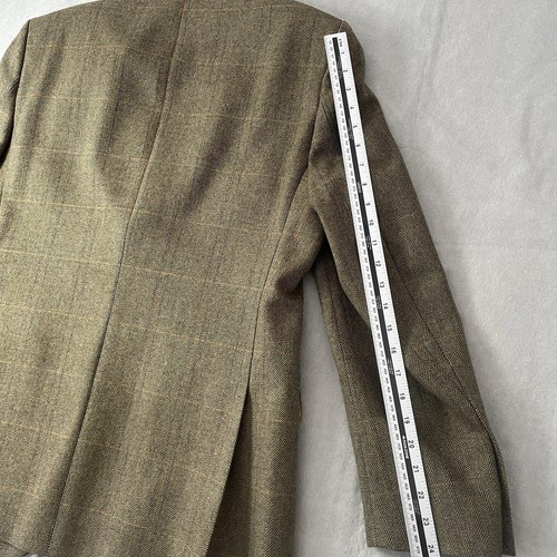 Santinelli West Nab Tweed Sport Jacket Blazer 42R Tan Herringbone Overcheck - Picture 8 of 18