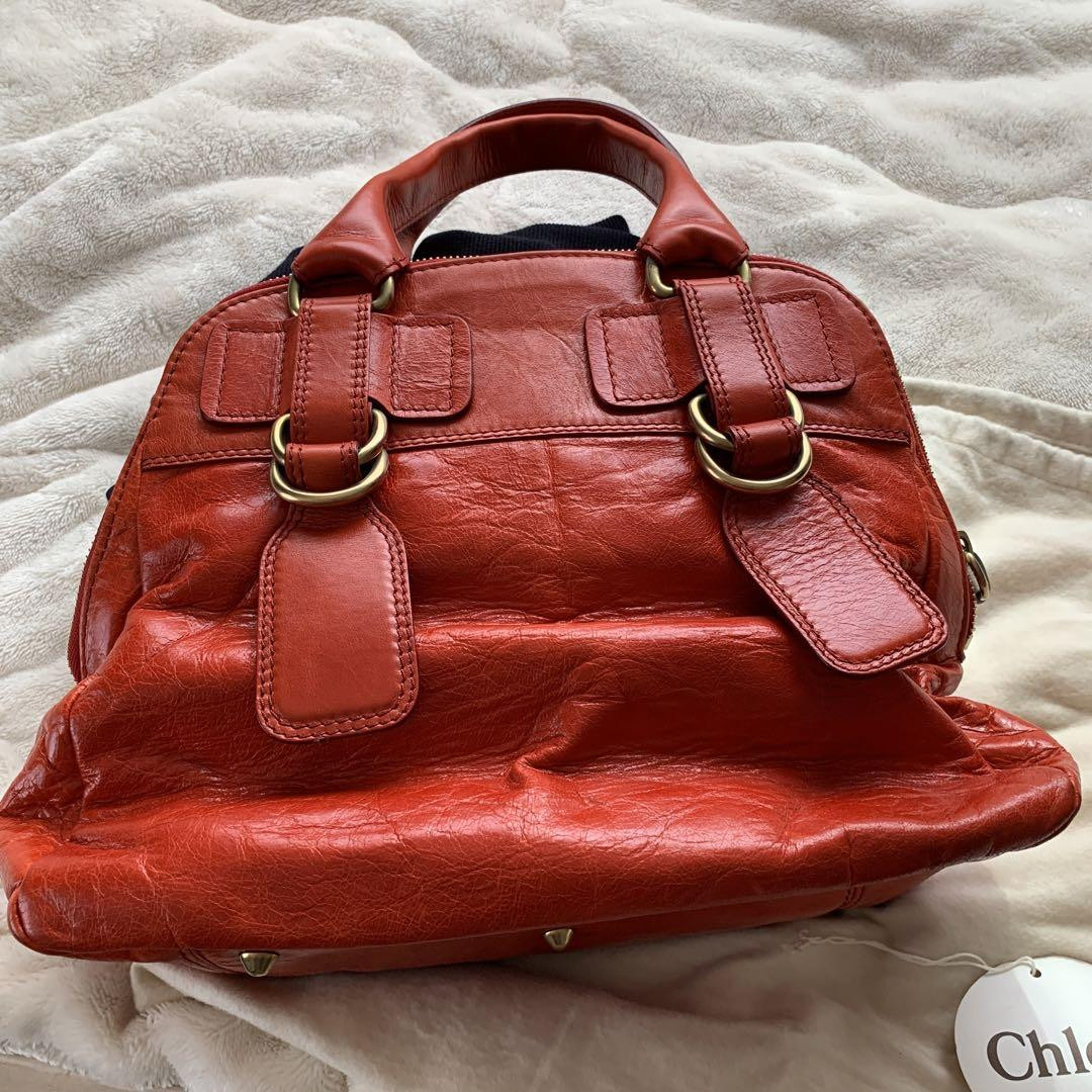 Chloe Bay Handbag Tote Bag Red Leather w/ dustbag 32 x 30 x