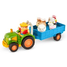 Battat - Farm Tractor Toy Set with Lights Sounds - Toy Tractor and Cart with 4