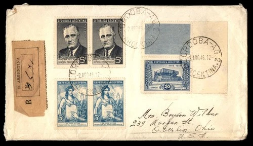 Mayfairstamps Argentina 1946 Cordoba to Oberlin OH Registered Cover aaw_52181