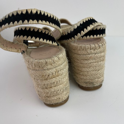 Pour La Victoire PLV Ria Espadrille Plateau Keilsandale schwarz Leder Jute 9,5 - Bild 5 von 7
