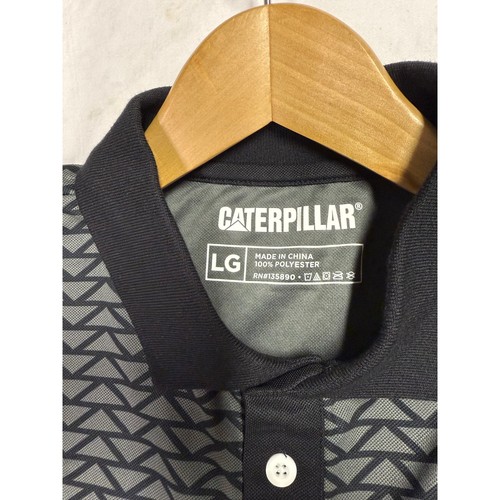CAT Caterpillar Poloshirt 100 Jahre grau bedruckt Herren Poloshirt Größe L Neu mit Etikett  - Bild 3 von 9