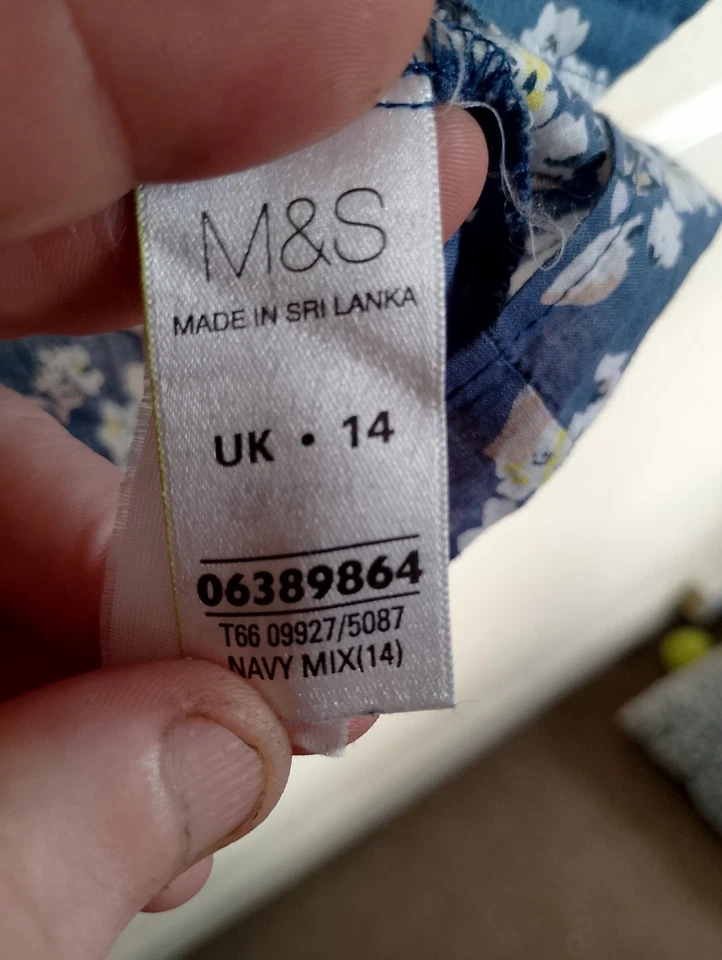 marks and Spencer size 14 indigo blue with flowers top. - Image 3 of 4