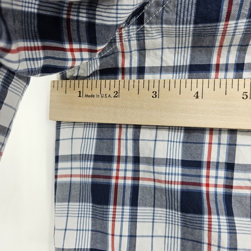 Game Guard Shirt Mens 3X Short Sleeve Plaid White Blue Red Button Up Vented Big - Picture 8 of 11