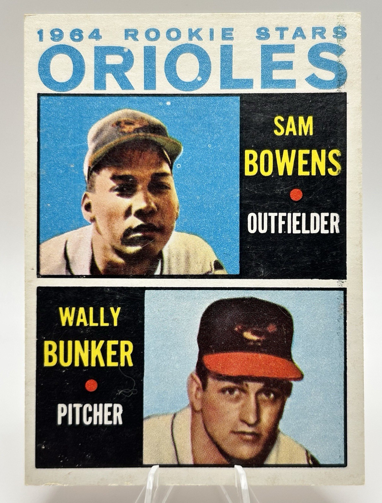 1964 Topps #201 Orioles Rookie Stars (Sam Bowens / Wally Bunker)
