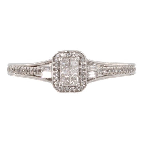 Lady's Diamond Cluster Ring 36 Diamonds .160 Carat T.W. 14K White Go (PZ1004358) - Picture 1 of 8