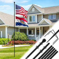 10 FT in Ground Flag Poles for outside House - Fit for 2 Flags Extra Thick Flag