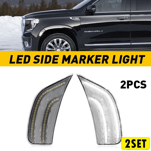 Full LED White Front Side Clear Marker For Lights 2021-2023 Escalade Yukon XL - Picture 13 of 23