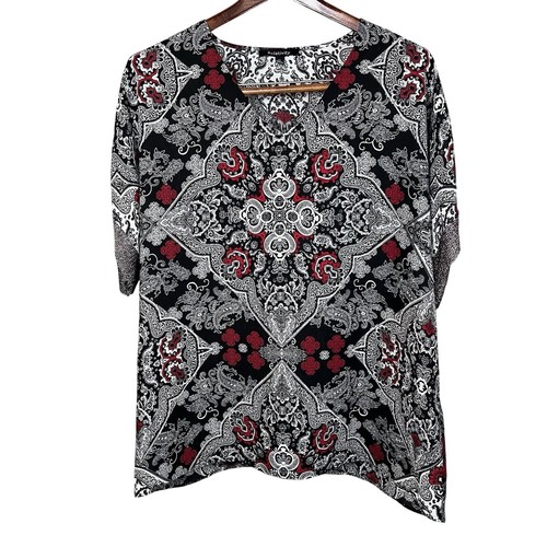 Blusa Relativity Para Mujer Talla XL Floral Cuello en V Manga Corta Multicolor Informal - Imagen 1 de 11