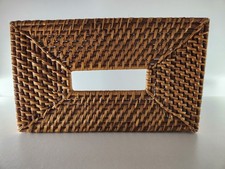 Rattan Wood Tissue Box Cover Holder Classic Coastal