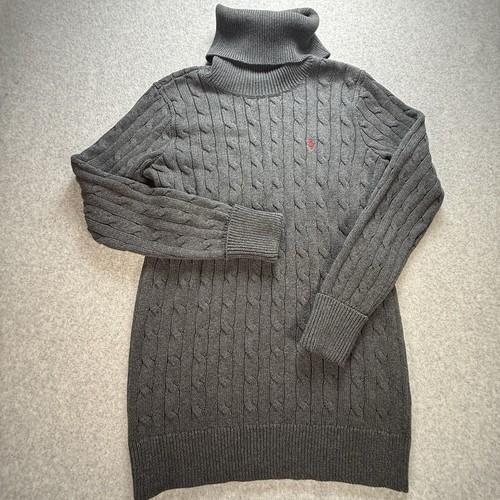 Polo Ralph Lauren Sport Rollkragenpullover schwarz Zopfmuster bestickt Pony M - Bild 2 von 9