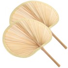  2 Pcs Banana Leaves Woven Fan Mini Handheld Rattan Paddle Portable