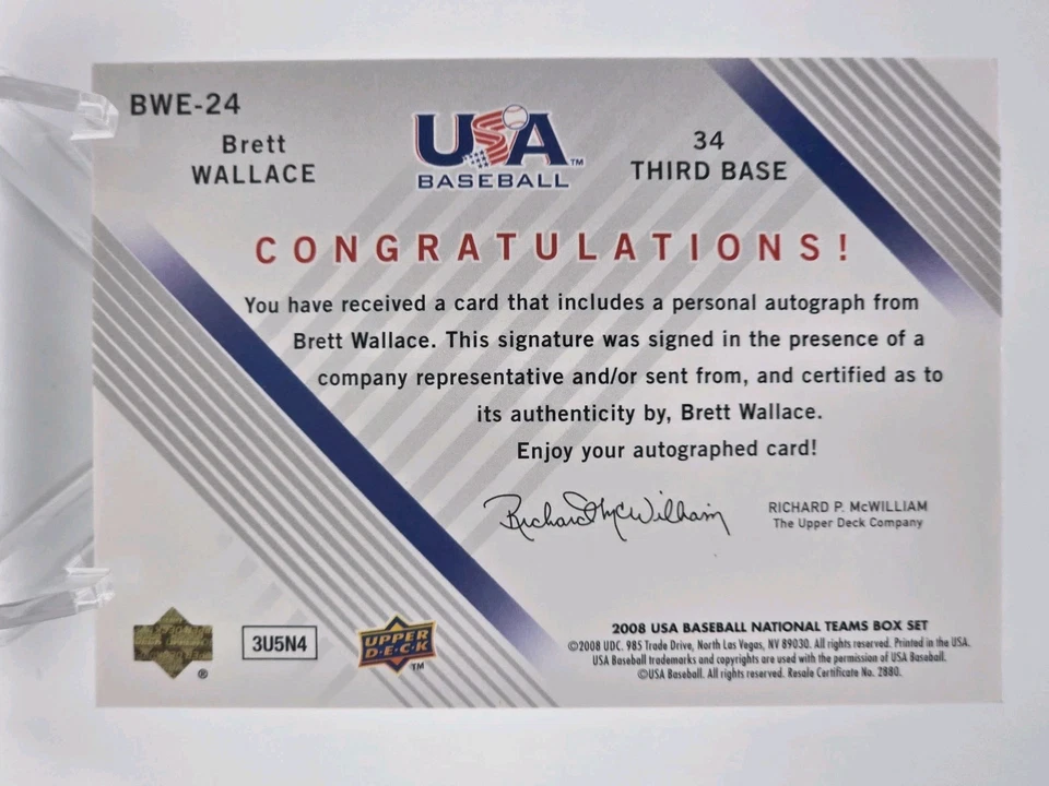 2008 Upper Deck USA Baseball National Teams - National Team AU Black Ink 235/249 - Image 2 of 2