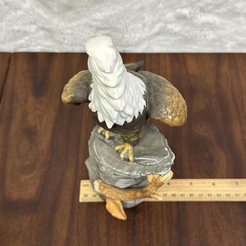 Bald Eagle Figurine Porcelain Statue Perched on Rock 8.5" Wildlife Decor MAFG102 - Picture 8 of 8
