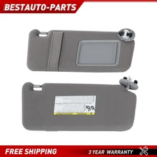 For 07-2011 Toyota Camry Sun Visor Pair With Sunroof and Lights Left+Right Gray