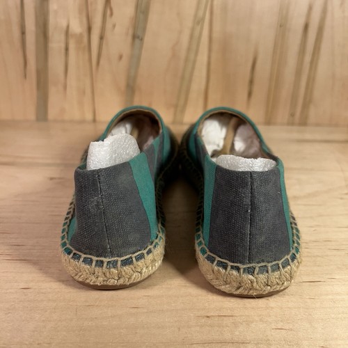 J. Crew Espadrille Flats Size 7 Navy Green Stripe Canvas Slip-On NIB Preppy - Picture 4 of 9
